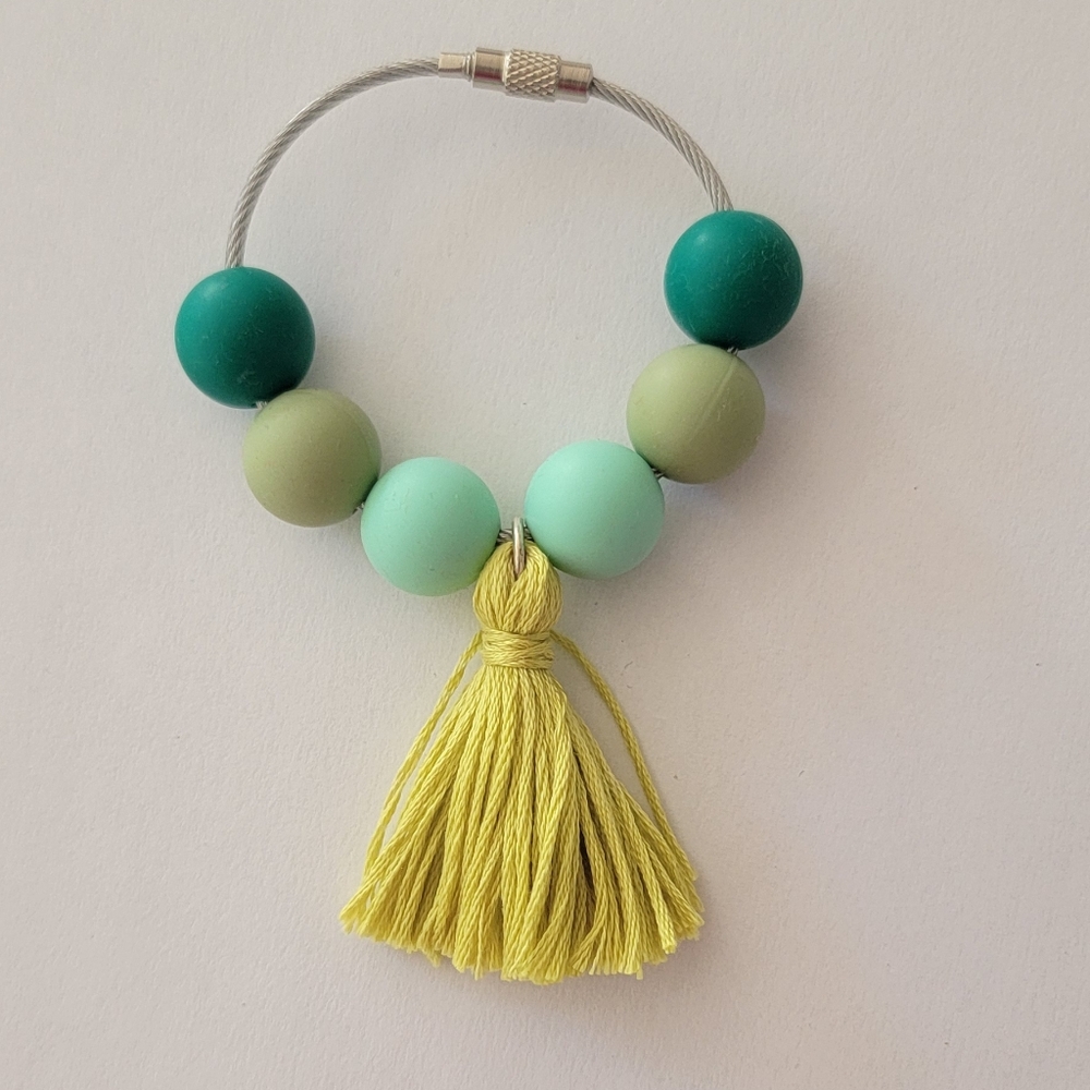 Blue Green Tassel Bogg Bag Purse Charm